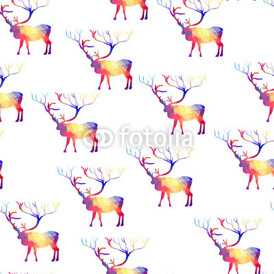 Seamless background with geometric deer