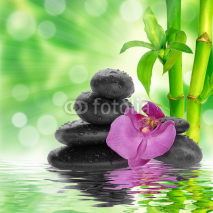 Naklejki spa Background -  black stones and bamboo on water