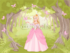 Fototapety Strolling princess in the fantastic wood