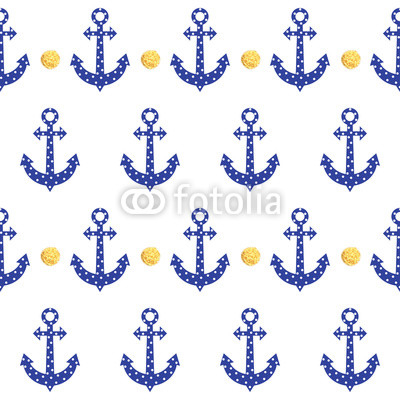 Anchor seamless background. Vector illustration.