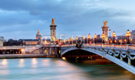 Naklejki Paris bridge Alexandre 3, III and Seine river
