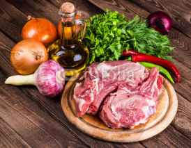 Naklejki Raw fresh marbled meat Steak and seasonings