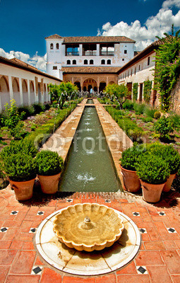 Garden of Alhambra in Granada, Spain.
