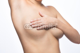 Naklejki Beautiful woman with bare breasts