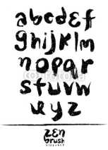 Naklejki Modern Vector hand drawn alphabet. Brush painted letters. Handwr