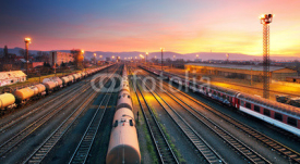 Fototapety Cargo freight train railroad station
