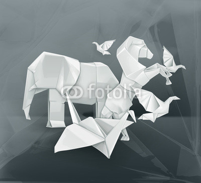 Origami animals illustration