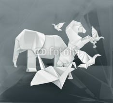 Naklejki Origami animals illustration
