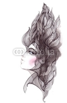 Fototapety her hair ornate with foliage