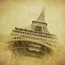 Fototapety Vintage image of Eiffel tower, Paris, France