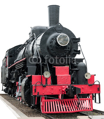 Steam train on white background.