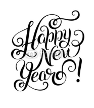 Naklejki Happy New Year hand lettering congratulate inscription, Christma