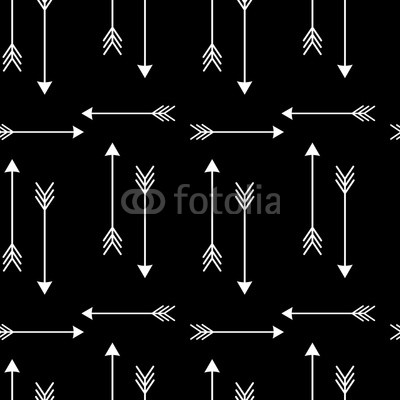 white arrows on black background seamless vector pattern illustration
