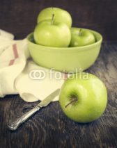 Naklejki Green apples. Toned image