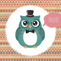Fototapety Vector Hipster Owl greeting card design illustration