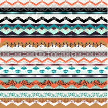 Naklejki Ethnic boho seamless pattern. Colorful border background texture.