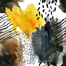 Naklejki Abstract watercolor seamless pattern in autumn colors.