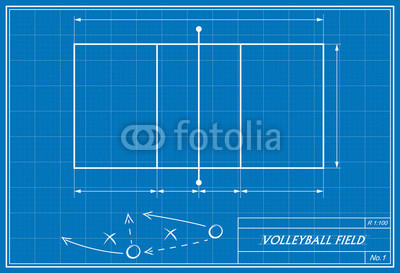 volleyball on blueprint