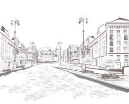 Naklejki Series of street views in the old city, sketch