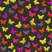 Naklejki Vector seamless pattern with colorful butterflies