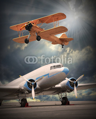 Retro style picture of the airliner. Transportation theme.