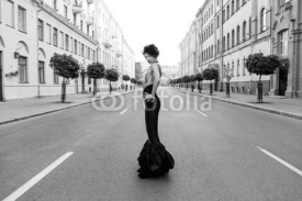 Naklejki Woman in black white
