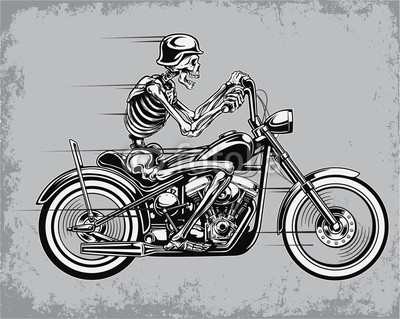 Skeleton Riding Motorcycle Vector Illustration