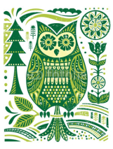 Naklejki Ornate Woodblock Style Owl