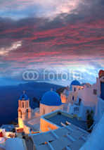 Fototapety Santorini with churches and sea view in Greece