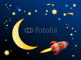 Fototapety Rocket in space, vector illustration