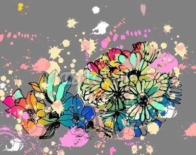 Rainbow floral splatter