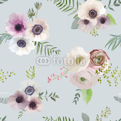 Vintage Floral Background - seamless pattern - in vector