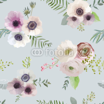 Naklejki Vintage Floral Background - seamless pattern - in vector
