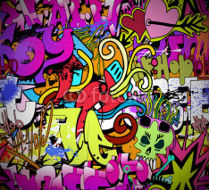 Fototapety Graffiti wall art background. Hip-hop style seamless texture pat