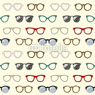 Seamless pattern with retro glasses and frames