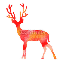 Naklejki Vector watercolor deer with horns