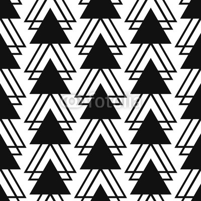 Simple triangle shape black and white seamless pattern. Vector geometric monochrome starlight background. Triangle pattern. Triangle monochrome classic ornament.