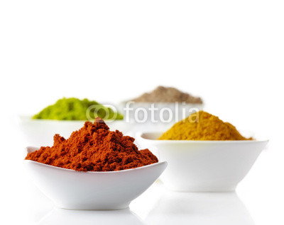 spices on a white background