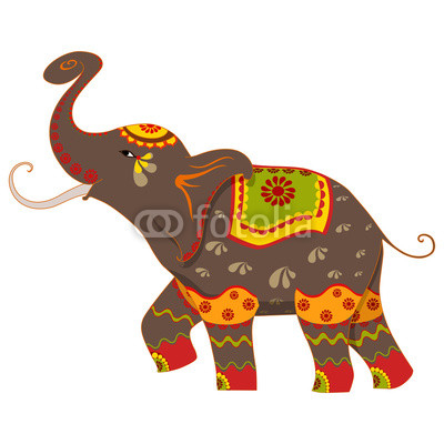 vector illustration of decorated elephant
