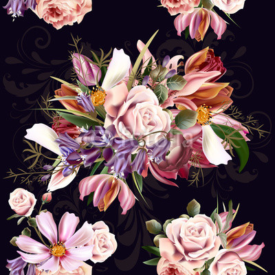 Beautiful seamless wallpaper pattern with rose flowers