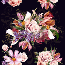 Fototapety Beautiful seamless wallpaper pattern with rose flowers