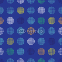 Naklejki Abstract textile polka dots on blue seamless pattern background