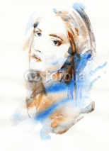 Naklejki Beautiful woman. watercolor illustration