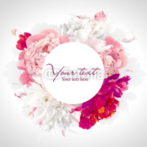 Fototapety Pink, red and white peony background