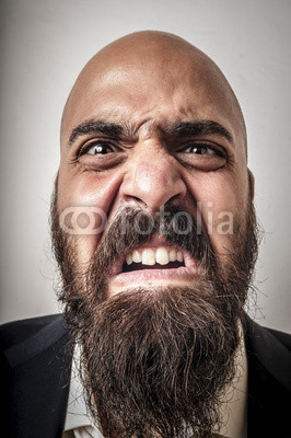 elegant bearded man with jacket and funny expressions