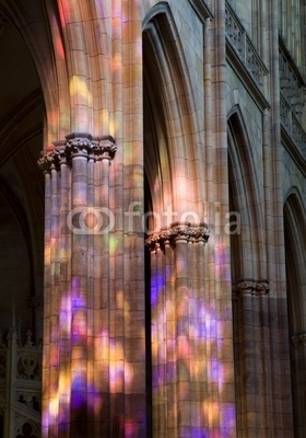 St. Vitus cathedral in Prague - interior by sunset