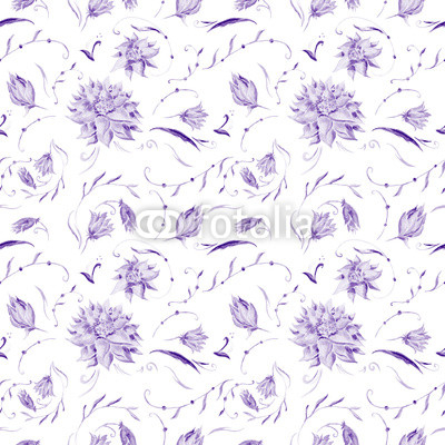 Purple Watercolor Floral Pattern