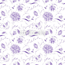 Naklejki Purple Watercolor Floral Pattern