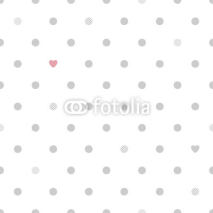 Naklejki Polka dots with hearts seamless pattern - white and gray.
