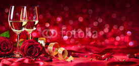 Romantic Celebration Of Valentine's Day - With Wine And Roses
